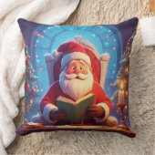 Santa Claus Reading a Book by Candlelight クッション (ブランケット)