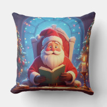 Santa Claus Reading a Book by Candlelight