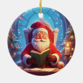Santa Claus Reading a Book by Candlelight セラミックオーナメント (裏面)
