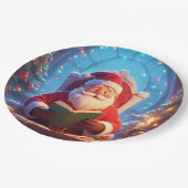 Santa Claus Reading a Book by Candlelight ペーパープレート (アングル)