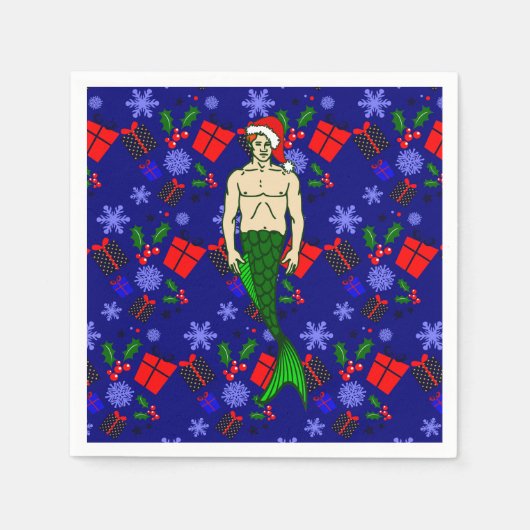 santa claus redhead merman ugly xmas mermaid gifts スタンダードカクテルナプキン (正面)