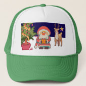 Santa Claus, Reindeer Pixel Art キャップ (正面)