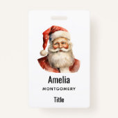 Santa Claus Retro Christmas バッジ (正面)