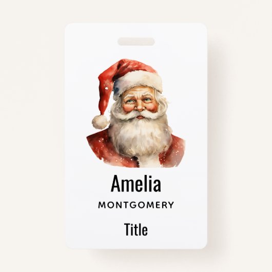 Santa Claus Retro Christmas バッジ (正面)