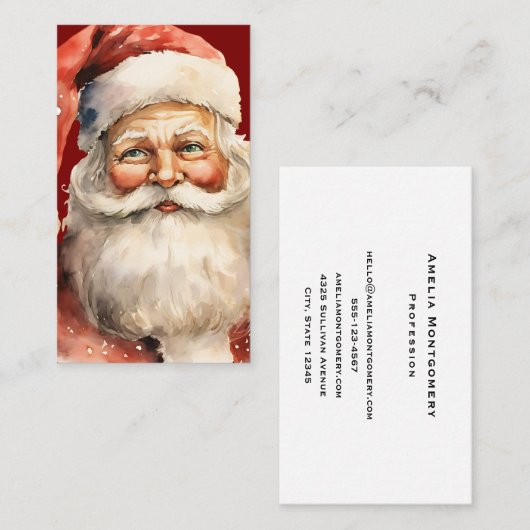 Santa Claus Retro Christmas 名刺 (正面/裏面)