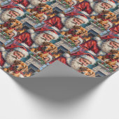 Santa Claus Rhodesian Ridgeback Christmas Art ラッピングペーパー (角)