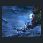 Santa Claus rides reindeer sleigh ポスター<br><div class="desc">santa claus reindeer christmas, 
animal traditional magic drawing , 
smile cheerful happy celebration , 
deer year snow gift, 
merry flying winter sled , 
paint cartoon illustration holiday, 
painting  sledge xmas sleigh , 
night flying moon moonlight ,  
reindeer santa claus christmas, </div>