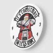 Santa Claus riding a motorcycle ラージ壁時計 (傾斜)