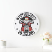 Santa Claus riding a motorcycle ラージ壁時計 (ホーム)