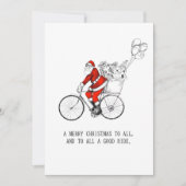 Santa Claus Riding Bicycle Cycling Christmas シーズンカード (正面)