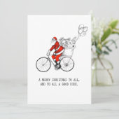 Santa Claus Riding Bicycle Cycling Christmas シーズンカード (スタンド正面)