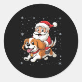 Santa Claus Riding Cavalier King Charles Spaniel D ラウンドシール (正面)