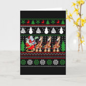 Santa Claus Riding Giraffe Sleigh Ugly Christmas B カード (黄色い花)