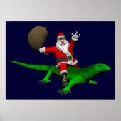 Santa Claus Riding Green Lizard ポスター (正面)