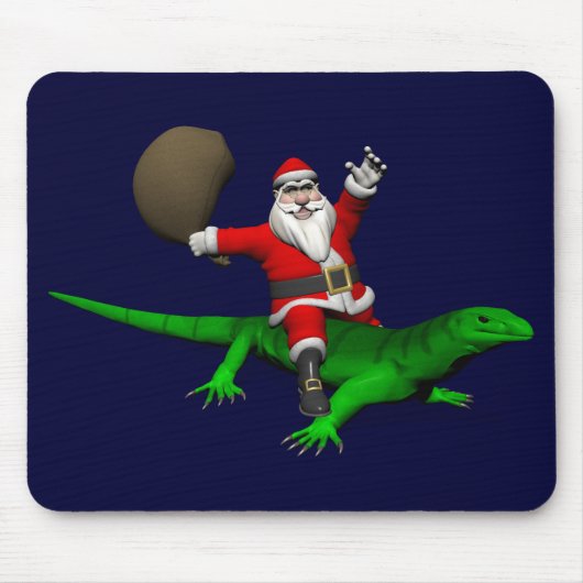 Santa Claus Riding Green Lizard マウスパッド (正面)