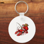 Santa Claus Riding Lobster Lights Christmas Fishin キーホルダー (正面)