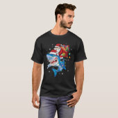 Santa Claus riding shark lover Merry Christmas Xma Tシャツ (正面フル)