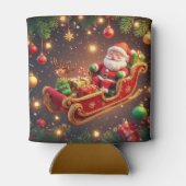Santa Claus Riding Sleigh with a Reindeer 缶クーラー (裏面)