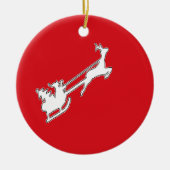 Santa Claus riding sly with reindeer セラミックオーナメント (正面)