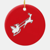 Santa Claus riding sly with reindeer セラミックオーナメント (裏面)