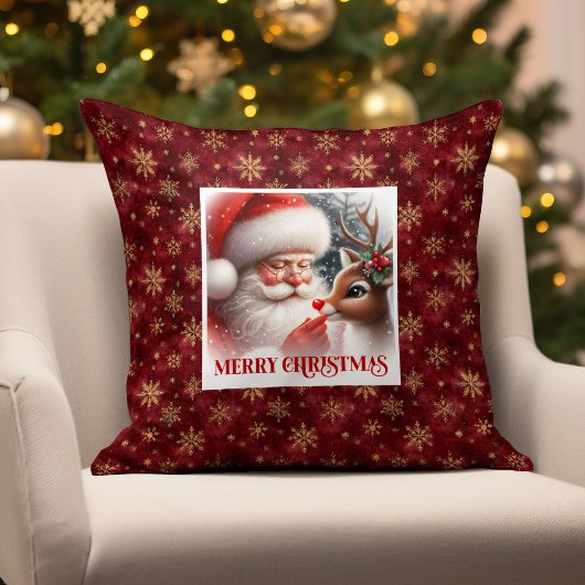 Santa Claus & Rudolph Christmas Pillow for Winter  クッション