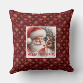 Santa Claus & Rudolph Christmas Pillow for Winter  クッション (裏面)