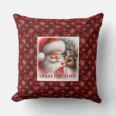 Santa Claus & Rudolph Christmas Pillow for Winter  クッション (正面)