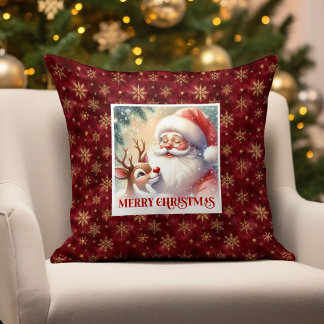 Santa Claus Rudolph Cozy Xmas Pillow Festive Charm クッション