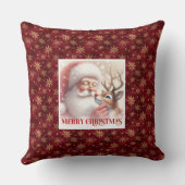 Santa Claus Rudolph Festive Holiday Throw Pillow クッション (裏面)