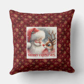 Santa Claus Rudolph Holiday Throw Pillow Decor  クッション (裏面)