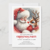 Santa Claus Rudolph Holiday Winter Party Celebrate 招待状 (正面)
