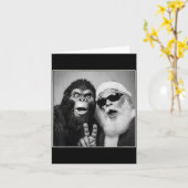 Santa Claus Selfie Bigfoot Christmas Funny Sasquat カード (黄色い花)