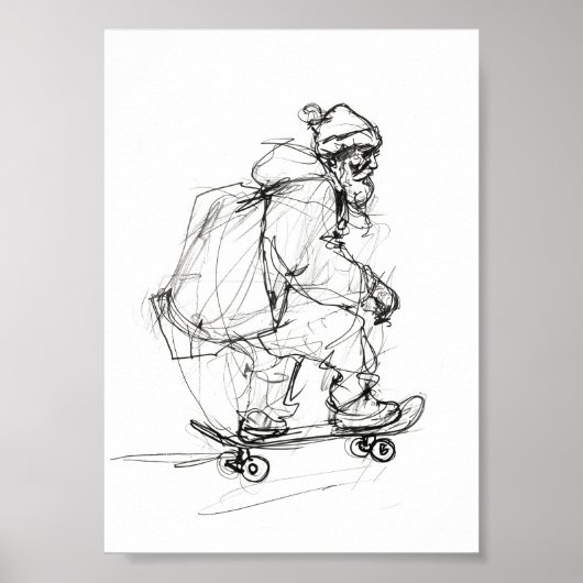 Santa Claus Skateboarding with Presents ポスター (正面)