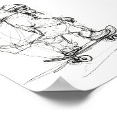 Santa Claus Skateboarding with Presents ポスター (角)