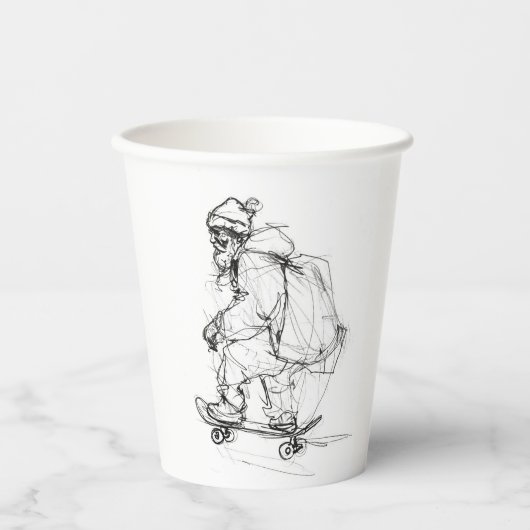 Santa Claus Skateboarding with Presents 紙コップ (正面)