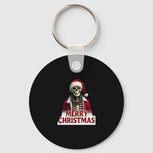 Santa Claus Skeleton Outfit Skull Funny Christmas キーホルダー (正面)