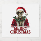 Santa Claus Skeleton Outfit Skull Funny Christmas  スパークリングワインラベル (シングルラベル)