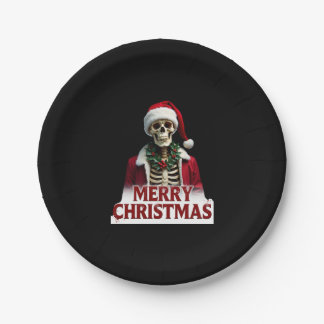 Santa Claus Skeleton Outfit Skull Funny Christmas  ペーパープレート