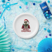 Santa Claus Skeleton Outfit Skull Funny Christmas ペーパープレート (パーティー)