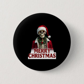 Santa Claus Skeleton Outfit Skull Funny Christmas  缶バッジ