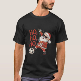 Santa Claus Soccer Player with Christmas Lights Tシャツ