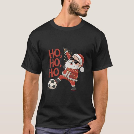 Santa Claus Soccer Player with Christmas Lights Tシャツ (正面)