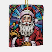 Santa Claus Stained Glass Art – Colorful Christmas セラミックオーナメント (右)