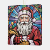 Santa Claus Stained Glass Art – Colorful Christmas セラミックオーナメント (左)