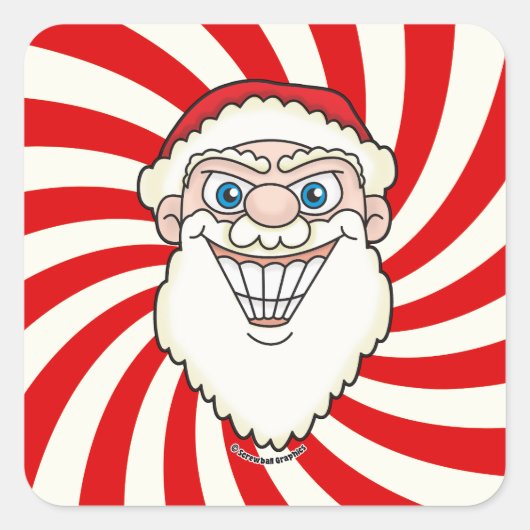 Santa Claus Starburst Screwball Graphics スクエアシール (正面)