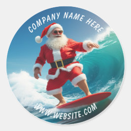 Santa Claus Surfing Christmas In July Classic ラウンドシール