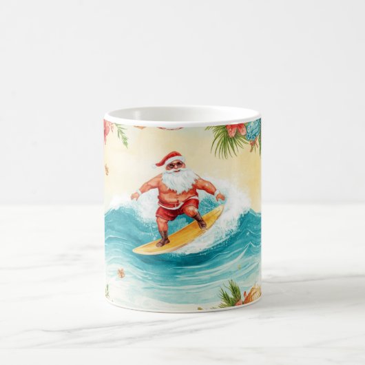 Santa Claus surfing on Christmas Holiday コーヒーマグカップ (中央)