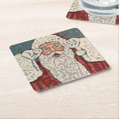 Santa Claus Surprised スクエアペーパーコースター (アングル)