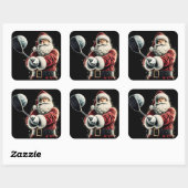 Santa Claus Swinging a Golf Club in Festive Attire スクエアシール (シート)