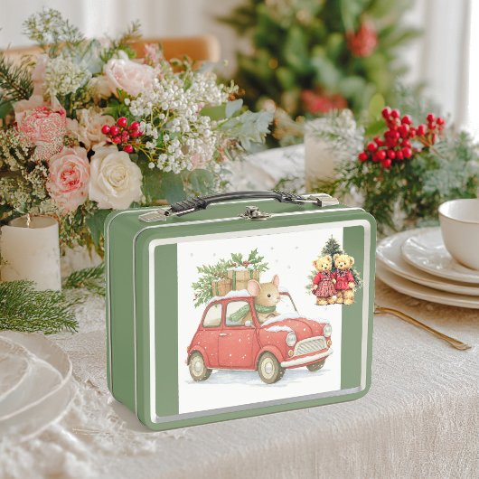Santa Claus the mouse carries presenMetal Lunchbox メタルランチボックス